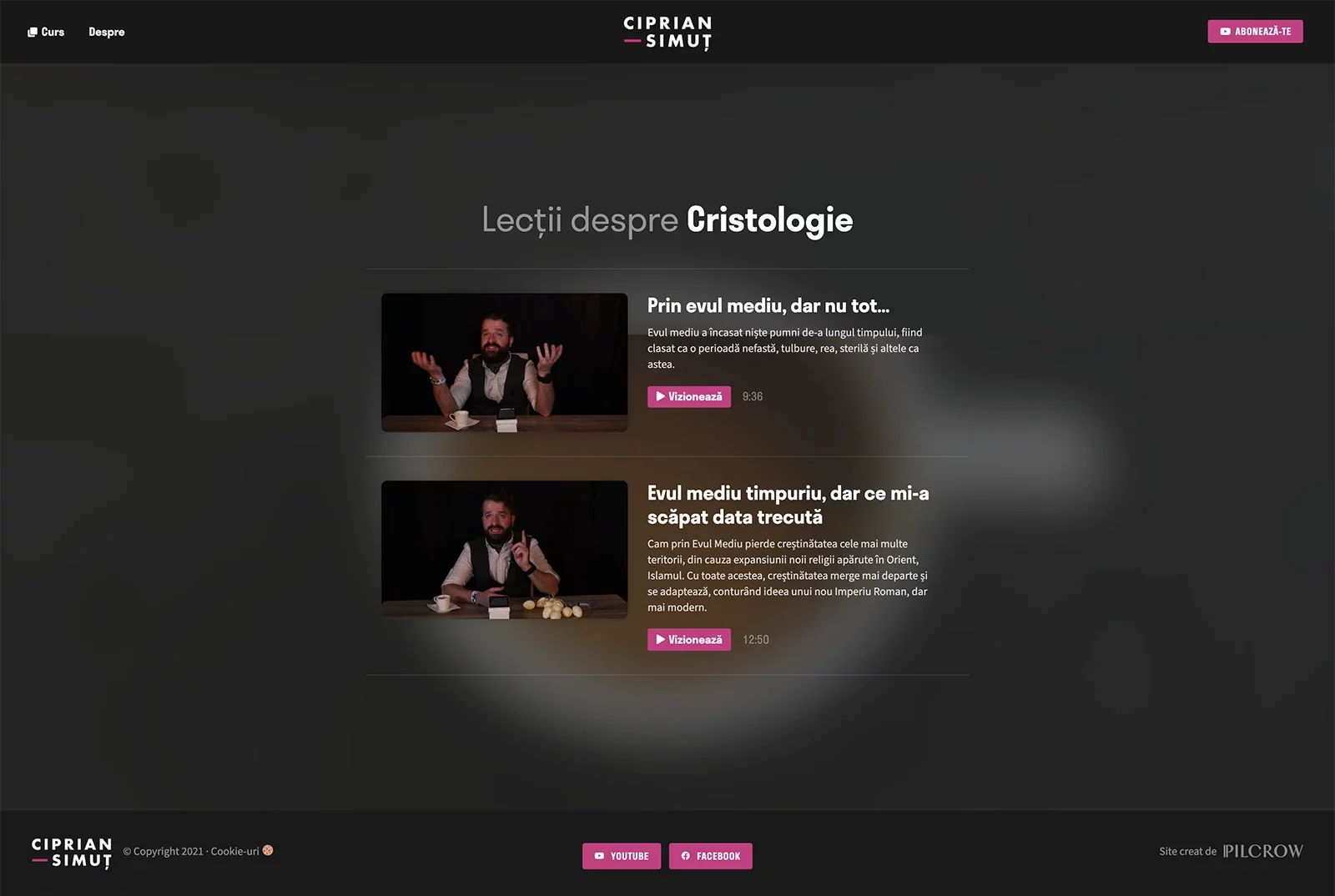 A screenshot of Ciprian Simut's website