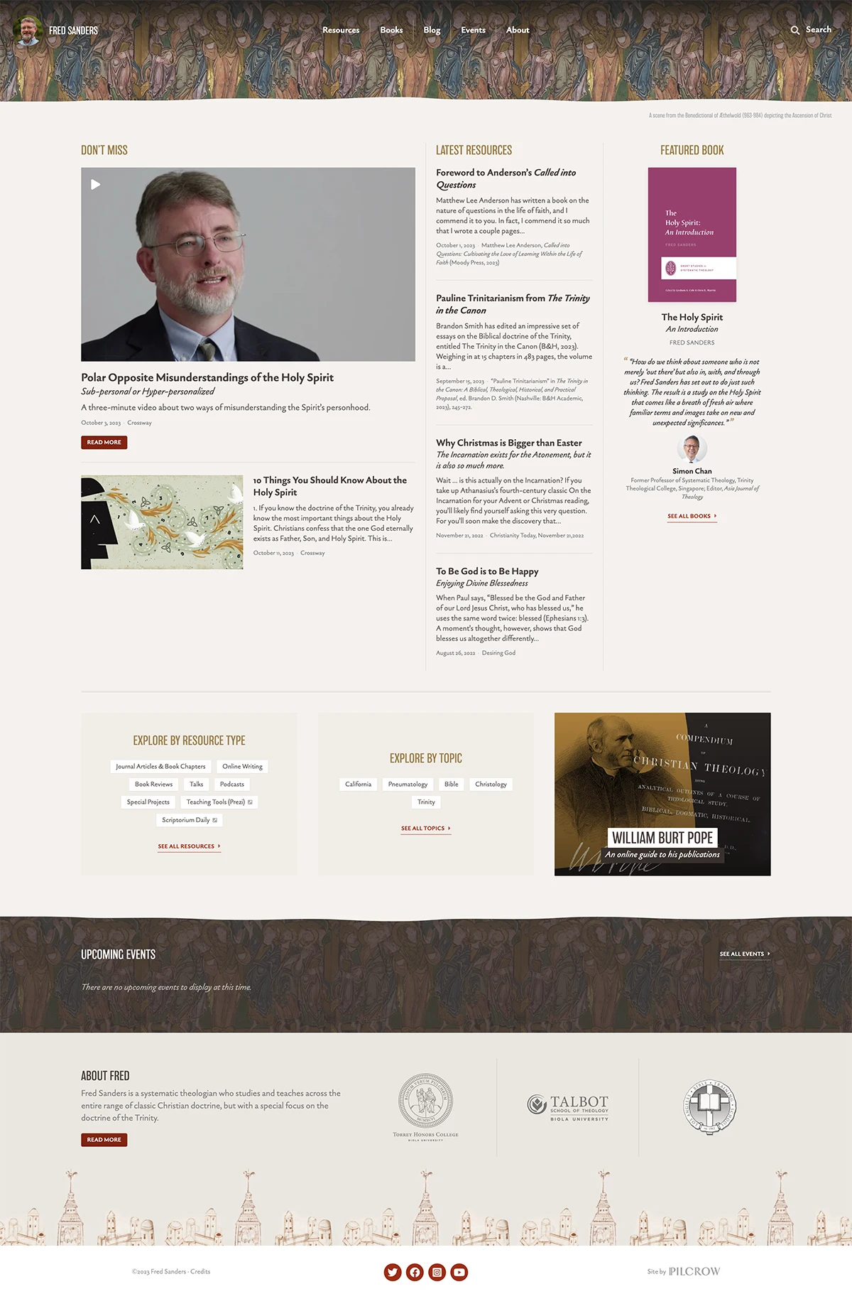 A screenshot of Fred Sanders' website